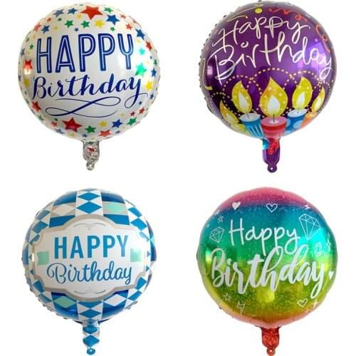 10Pc 18inch Happy Birthday Foil Balloons Children Birthday Butterfly Flower Pattern Helium Foil Balloons for Kids Party Supplies