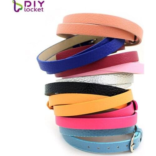 8MM PU Leather Double Wristband Bracelets 10 colors to Choose (20 pieces/lot) DIY Accessory Fit Slide Letter LSBR033*20