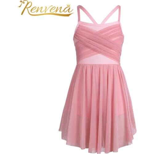 Girls Ballet Tutu Dress Children Glittery Mesh Gymnastics Leotard Dancewear Ballerina Dancing Clothes Kids Lyrical Dance Costume