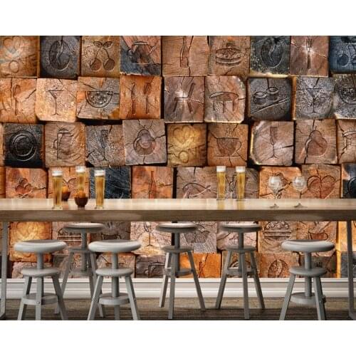 Free Shipping Retro Vintage Custom 3D Photo Wallpaper Wooden Wood Wallpaper Wall Cafe Restaurant Wallpaper Bakery Shop Mural