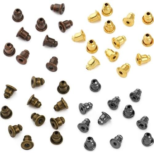 BITWBI 100pcs Copper Metal Bullet Hard Earring Backs Plugging Blocked Ear Back DIY Earrings Jewelry Making Findings Accessories