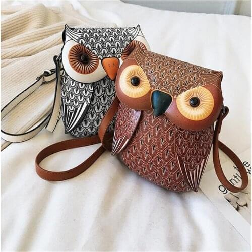 Brand Owl Shape Shoulder Bag Mini Messenger Bag Cute Cartoon Leather Bags For Girls Crossbody Phone Bag