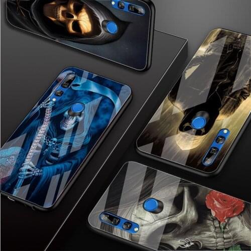 Grim Reaper Skull Skeleton Tempered Glass Phone Case For Huawei honor 8X 9 10i 20i 20Lite 20Pro 30 Pro Cover Shell