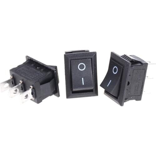 21*15MM 3/6pcs PCS Black Push Button Mini Switch AC 6A/250V 10A/125V 3Pin Snap-in On/Off Rocker Switch