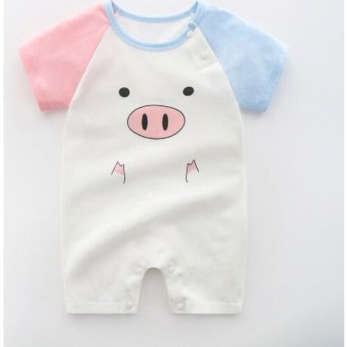 Baby Summer Short Sleeve Rompers Baby Climbing Clothes Pure Cotton Thin Jumpsuit Newborn Baby Boys Girls Cartoon Clothes