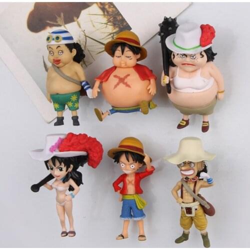 6 pcs Action Figures Anime High Quality Creativity one piece 3d fridge magnets Toys