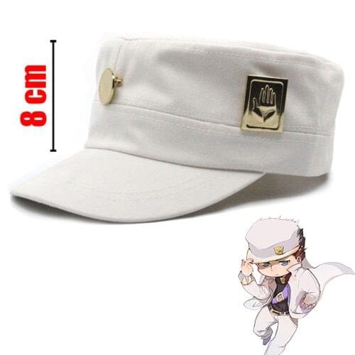 Hot Anime JoJos Bizarre Adventure Jotaro Kujo ver./Joseph Ver. Cap Hat+Badge Cosplay Otaku Gift