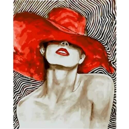 GATYZTORY Unframe Oil Painting By Numbers Portrait Unique Gift DIY Coloring By Numbers Girl Drawing On Canvas Handpainted Gift