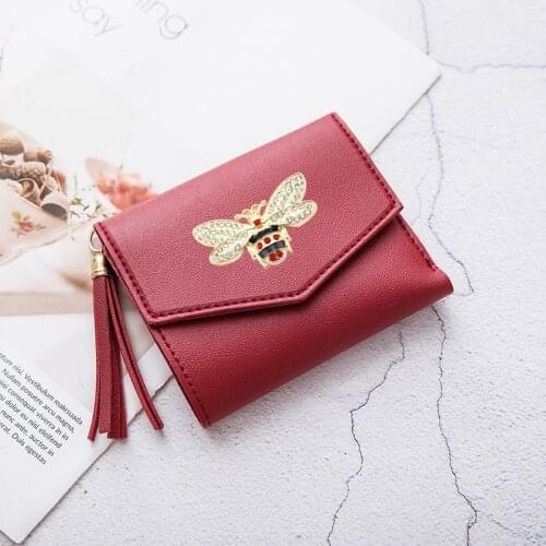 Women bee Wallet wholesale Short Tri-Fold Small Purse Card Case Ladies Female Fashion New Style PU Leather Wallet Wholesale
