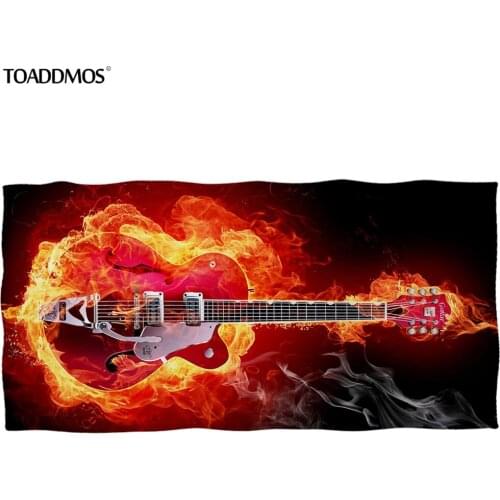 TOADDMOS Cool Guitar Design Bath Towel Soft Beach Towel Premium Washcloth Facecloth Quick Dry Towel for Kid Adult toalla playa
