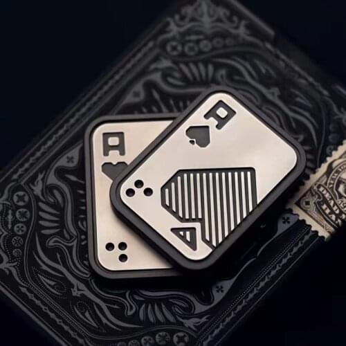 LAUTIE EDC Poker Push Card Pop Fingertip Spinning Top Decompression alloy titanium Novelty Fidget Toys Anti Stress Relief
