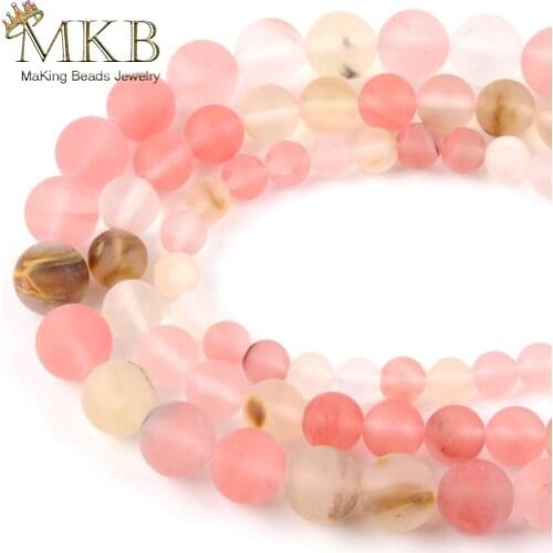 Natural Stone Dull polish Matte Cherry Quartz Round Beads For Jewelry Making 6/8/10/12mm Diy Loose Beads Accessories Wholesale