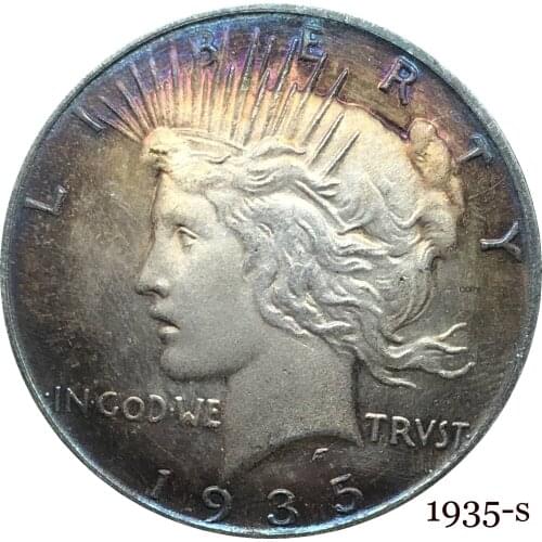 United States Of America US 1935 S Liberty Coin In God We Trust 1 One Peace Dollar Cupronickel Silver Plated Copy Coins