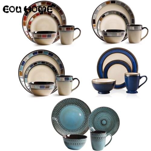 European Style Ceramic Dinnerware Sets Food Dish Plate Creative Western Plate Personality Rice Bowl Home Tableware Coffee Mug