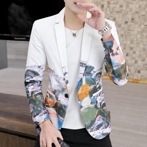 2021 New Fashion Small suit men leisure Korean version slim handsome gradient color lattice barber night suit mens coat trend