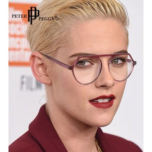Anti Blue Light Glasses Frames Women Men Polygon Red Plastic Titanium Spectacles Frame Clear Lens Blocking Blue-ray Glasses
