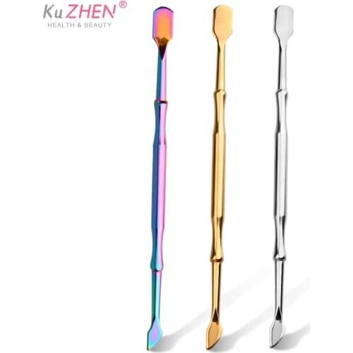 Rainbow Stainless Steel Nail Cuticle Pusher Tweezer Nail Art Files UV Gel Polish Remove Manicure Care Groove Clean Tool