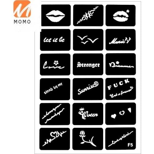 Tattoo Pattern English Letter Small Tattoo Sticker Template Semi-Permanent Eyebrow Tattoo Tattoo Hollow Album