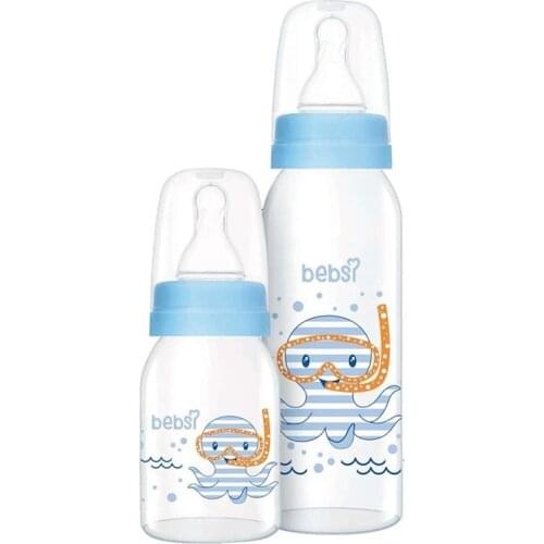 Blue Bebsı 2'lı Glass Baby Bottle Set For Babies Nutrition Drink Baby