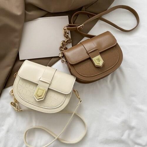 Women Vintage PU Leather Alligator Pattern Shoulder Messenger Crossbody Saddle Bag Ladies Casual Small Flap Purse For Women