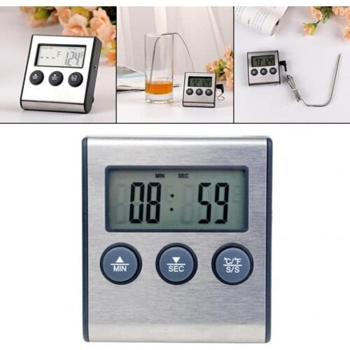 Thermometer Meat Kitchen Food Temperature Meter Digital BBQ Cooking Oven for Grill Timer Function with Stainless Steel Probe