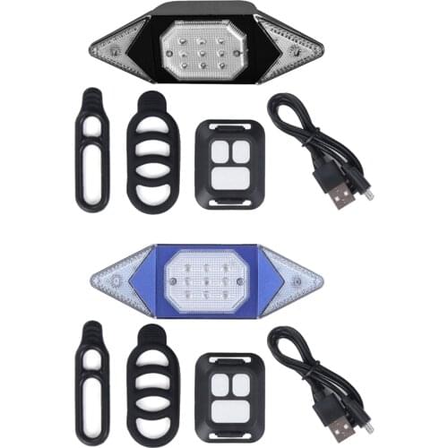 Bike Tail Light Turn Signal USB Rechargeable Rear Wireless Remote Control Bicycle Indicator Light