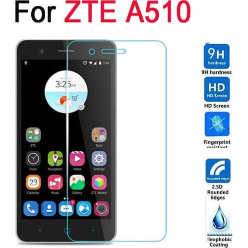 Tempered Glass For ZTE Blade A510 / A510T / BA510 Screen Protector 9H Toughened Protective Film with clean wipe zte a 510