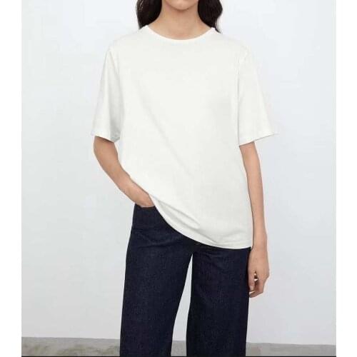 Women T-shirt 2021 Early Spring New Loose 100% Cotton Casual Oversized Round Neck Short Sleeve T-shirt