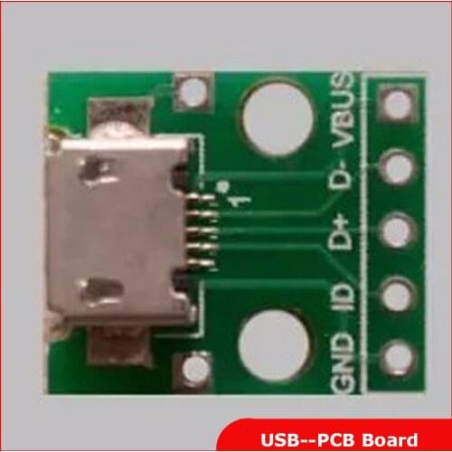 10pcs MICRO USB to DIP Adapter 5P Female Connector Type B 2.54mm Welded PCB Converter Pinboard Free shipping
