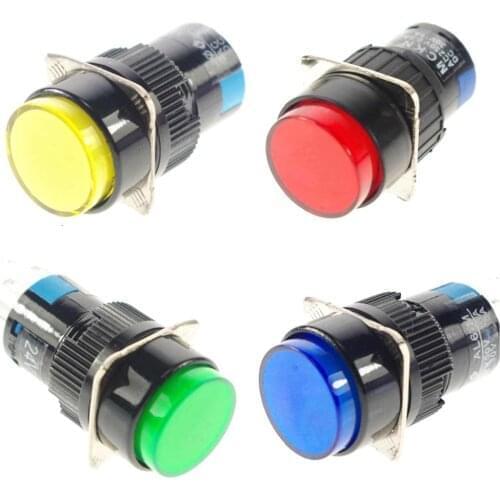 12/24VDC 110V/220VAC 16mm Hole 2NO 2NC Contact 8 Pin DPDT Momentary/Maintained Pilot Light Lamp Colors Push Button Switch