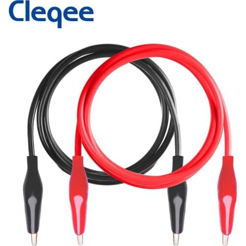Cleqee P1025 2PC Dual Alligator Clips Test Leads Double-ended Crocodile Clip Test Wire Electrical DIY Cable 50cm, red black