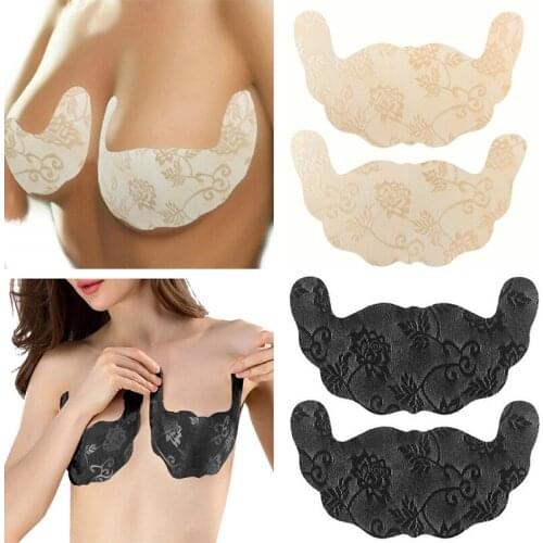 2pc U-shaped Lace Breast Intimates Sexy Underwear Women Seamless Breast Useful Push Up Nipple Cover Invisible Adhesive Bra Pads