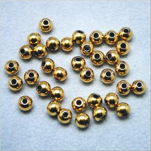 10pcs golden stainless steel 304 types round ball beads accessories size 5mm for spacer beads