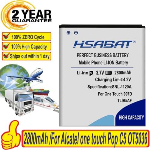 HSABAT 2800mAh TLiB5AF Battery for Alcatel one touch Pop C5 OT5036 OT5036D OT-5036 OT-5036D TCL S800 S710 997D OT-997 OT997 5037