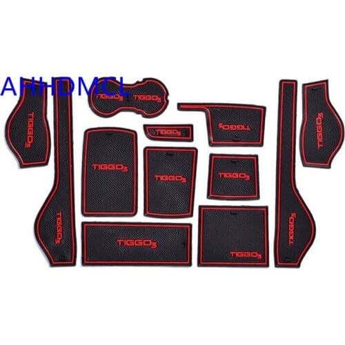Car Anti-Dirty Pad Door Groove Gate Slot Cup Armrest Storage Pad Anti-Slip Mat For Chery Tiggo 3 2014 2015