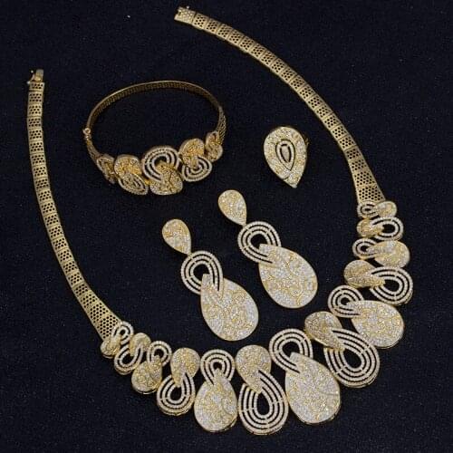 Bridetalk Newest Luxury Sparking Brilliant Cubic Zircon Clear Necklace Earrings Wedding Bridal Jewelry Sets Dress Accessories