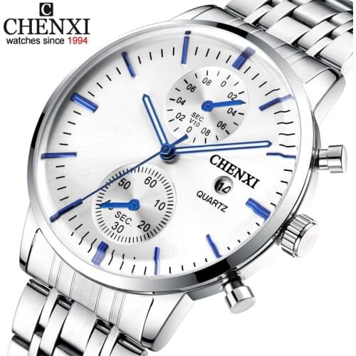 CHENXI Fashion Stainless Steel Mens Watches Waterproof Sport Quartz Watch Men Top Luxury Brand Wristwatch Date Calendar Clock