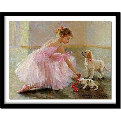 DIY Diamond BALLERINA GIRL Dog 5D Diamond Painting Cross Stitch Kits Diamond Embroidery Full Rhinestone Home Decor BD958