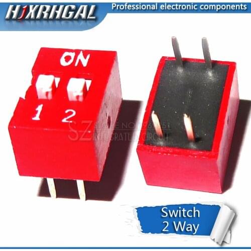 1PCS DIP Switch 2 Way 2.54mm Toggle Switch Red Snap Switch Wholesale Electronic hjxrhgal