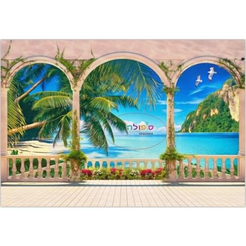 Vinyl Photography backgrounds Tropical tree Beach Sea Beach backdrops for photo Studio Backdrops Background G-431