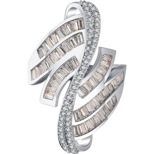 Hainon Luxury Big Twist Cross Ring of Women Filled White Zircon Engagement Wedding Finger Ring Birthstone Gift Vintage Jewelry