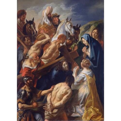 Oil Painting Hand Painted on Canvas Classic Wall Art for Home Decor The Bearing of the Cross Painting Figure High Quality