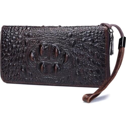 New Genuine Leather Wallet Fashion Femanle Card Holder Multi Large Capacity Clutch Ladies Crocodile Coin Purse Phone Bags