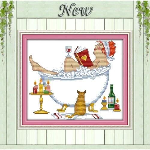 Bathing beauty woman paintings Home Decor pattern print on fabric DMC 14CT 11CT DIY Cross Stitch Needlework kits embroidery Sets