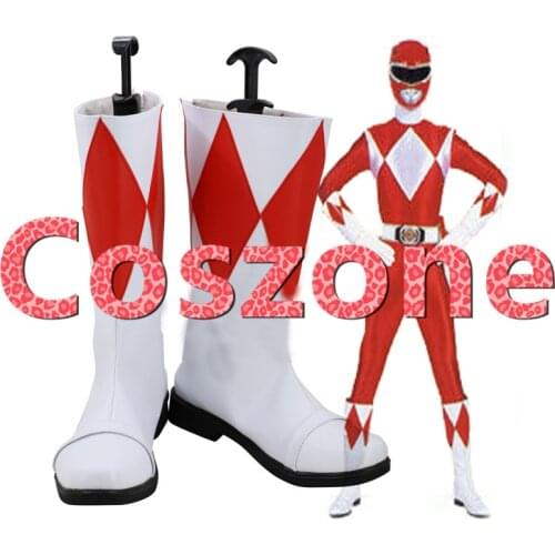 Kyoryusentai Zyuranger The Red Ranger Mighty Morphin Cosplay Shoes Boots Halloween Cosplay Costume Accessories