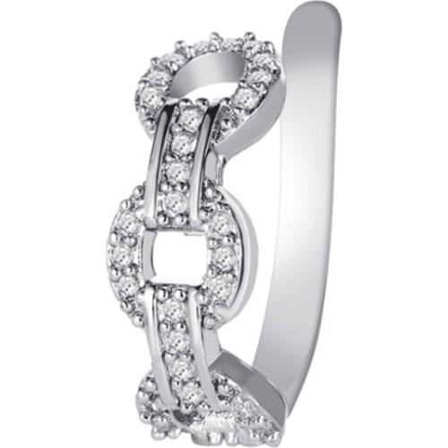 Personality Chain Lock Earrings for Woman Copper Inlaid Zircon Without Piercing Ear Bone Clip Earrings Hip-Hop