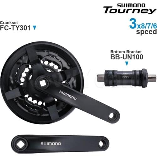 SHIMANO TOURNEY TY - MTB Crankset Groupset include FC-TY301 42-34-24T 170mm 3x8/7/6-speed and Bottom Bracket Original
