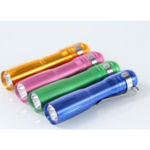 Mini LED Torch Aluminium alloy shell Led Flashlight lamp light mini Torch Light 1 Mode for AAA Battery four colors free shipping