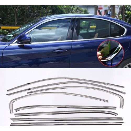 Stainless Steel Door Side Window Molding Trim Frame Decal For Alfa Romeo Giulia 2017 2018 2019 Car Accessories