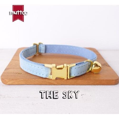 MUTTCO retail with platinum high quality metal buckle collar for cat THE SKY design cat collar 2 sizes UCC032B